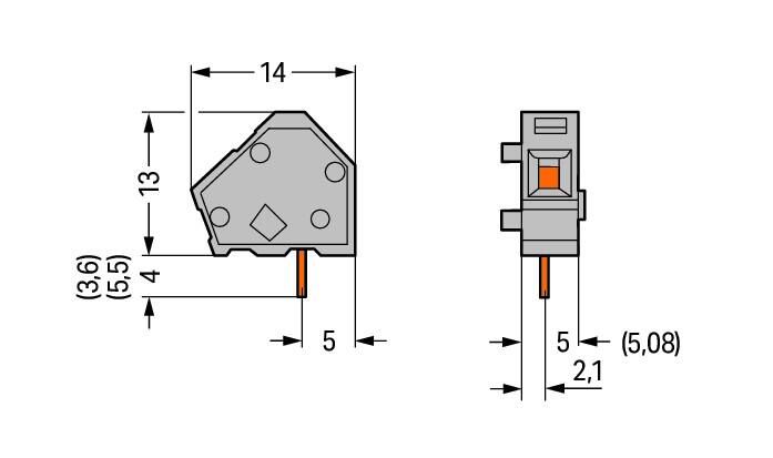 WAGO Printklemme 1f 1re gn RM=5,08 Serie 236 236-715 Federzug/Löt
