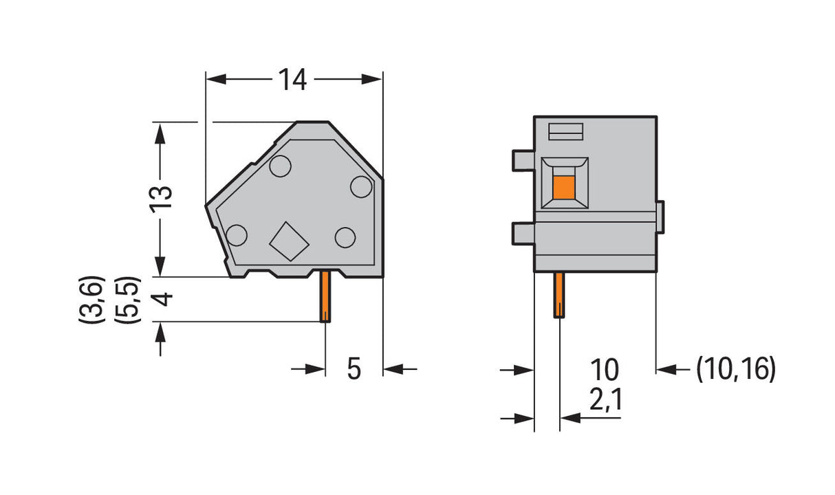 WAGO Printklemme 1f 1re sw RM=10 Serie 236 236-856 Federzug/Löt