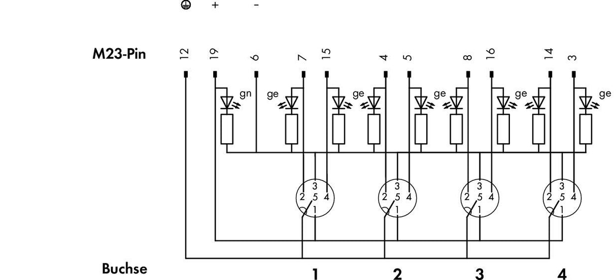 WAGO Verteiler Sensor/Aktor 4Steckpl 5p Serie 757 757-145 32V M12
