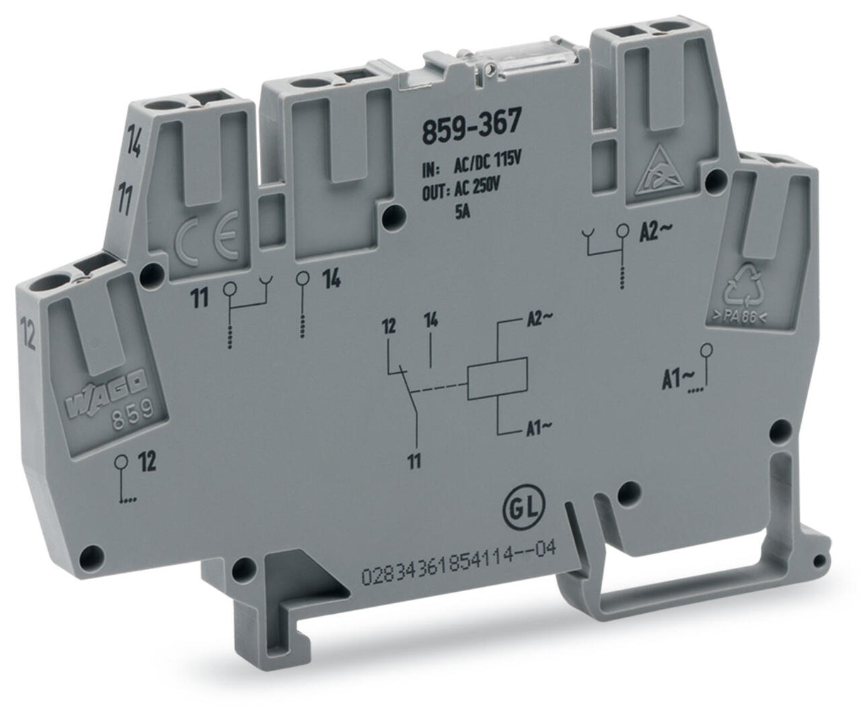 WAGO Schaltrelais 115V/AC 1W IP20 Serie 859 859-367 6x56x91mm Federzug