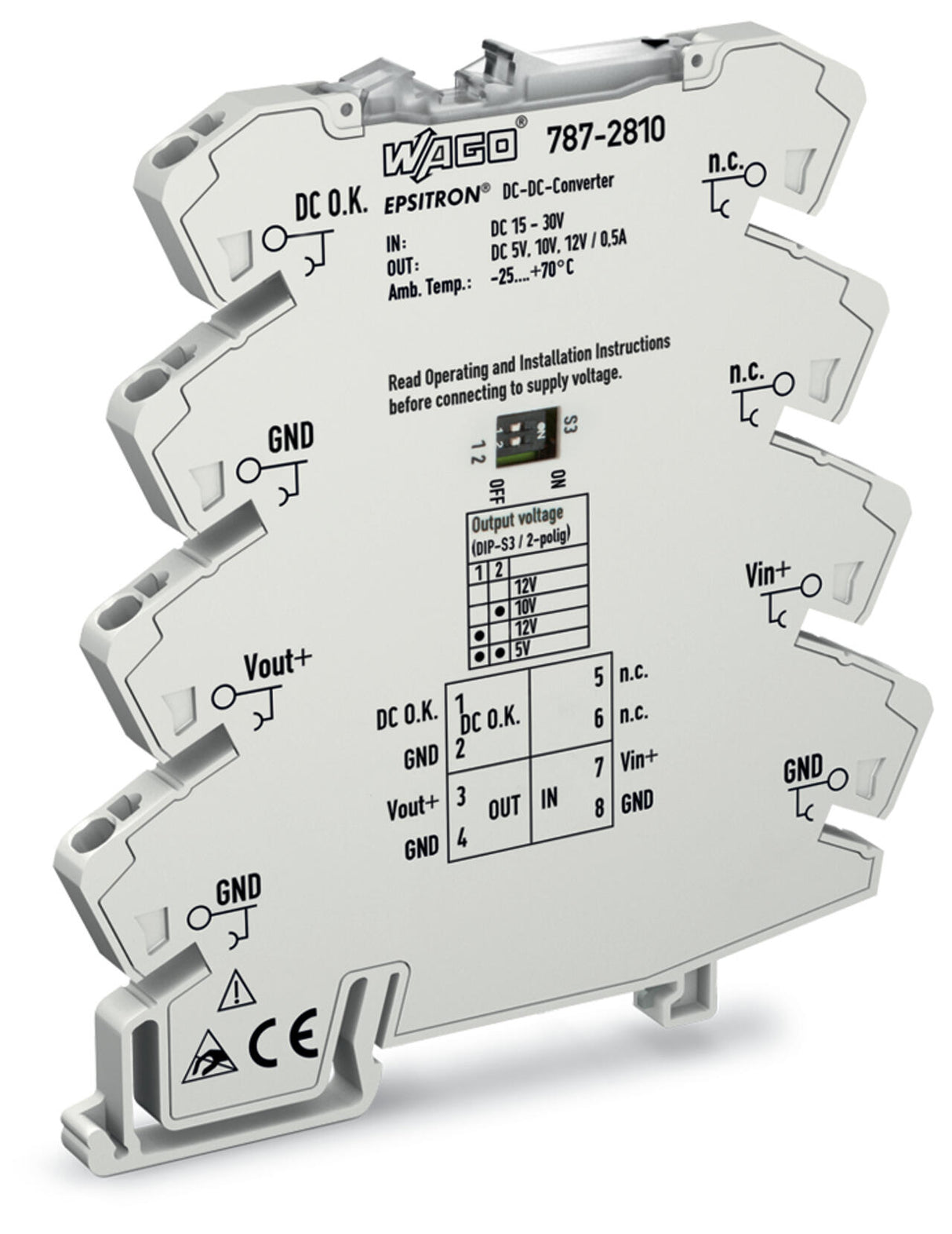 WAGO Gleichstromversorgung REG 24V 0,5A Serie 787 787-2810 0,33TE Kurzschl.fest