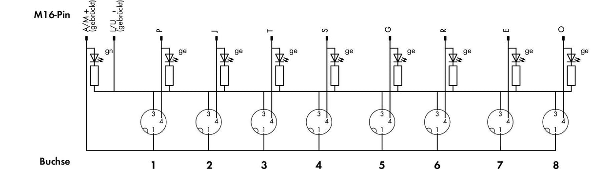 WAGO Verteiler Sensor/Aktor 8Steckpl 3p Serie 757 757-383 32V M8