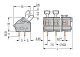 WAGO Printklemme 6f 1re gr RM=7,62 Serie 256 256-506/334-000 Federzug/Löt