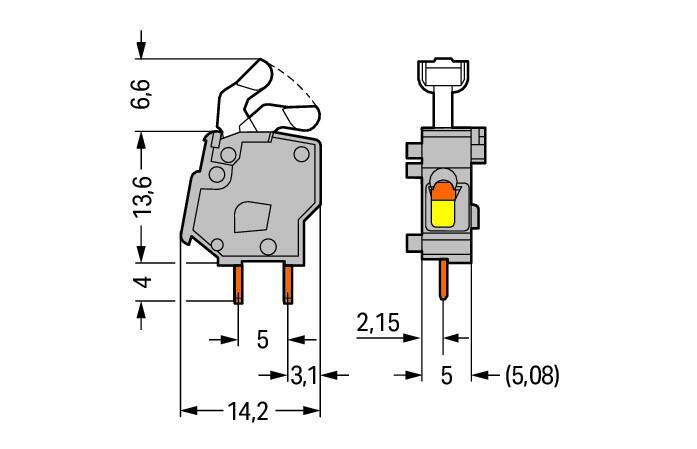 WAGO Printklemme 1f 1re hgn RM=5,08 Serie 257 257-847 Federzug/Löt