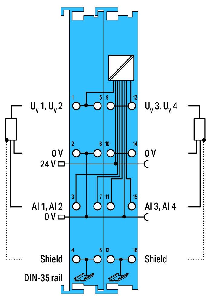 WAGO Analoges I/O-Modul DC 24V Federzug 750-486/040-000 Eing.Strom