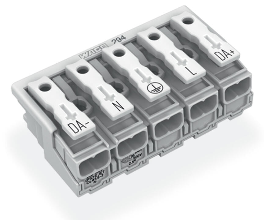 WAGO Klemmleiste 0,5-2,5qmm 24A 5p 50mm Serie 294 294-4075 Thermopl ws Federzug