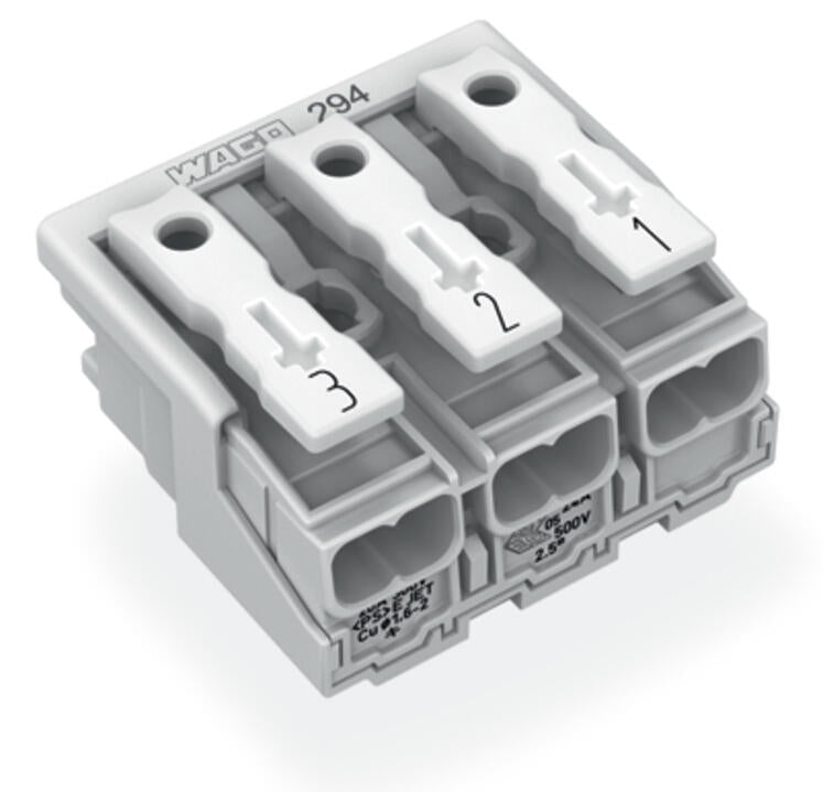 WAGO Klemmleiste 0,5-2,5qmm 24A 3p 30mm Serie 294 294-4043 Thermopl ws Federzug