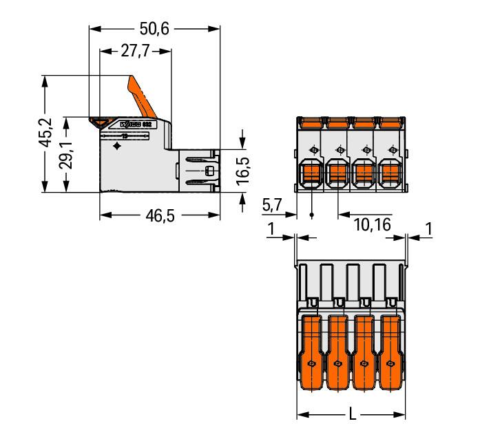 WAGO Verbindungsklemme 0,75-25qmm 76A 2p 832-1202/306-000 TS35 PA 21,62mm lgr
