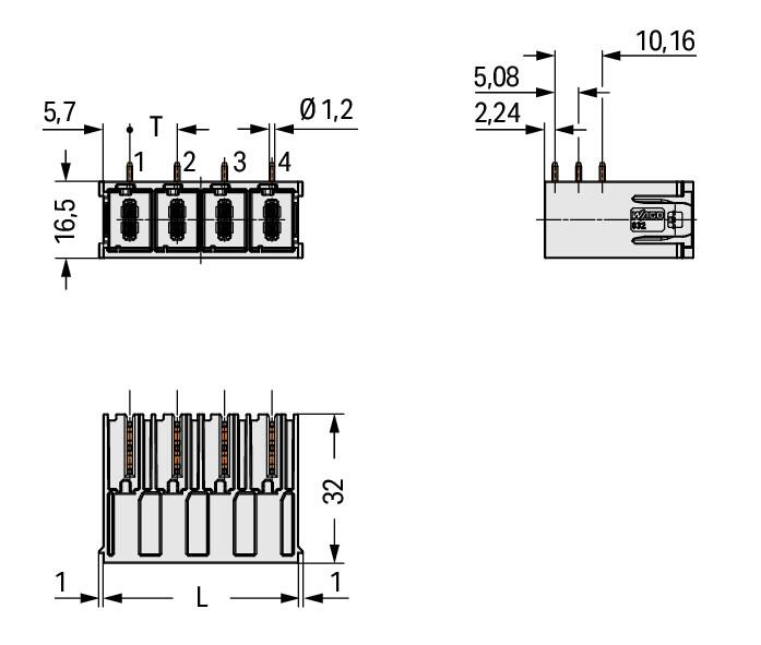 WAGO Platinenstecker Stift 1p lgr 3re 832-3646 10,16mm zinn Löt 1,5mm