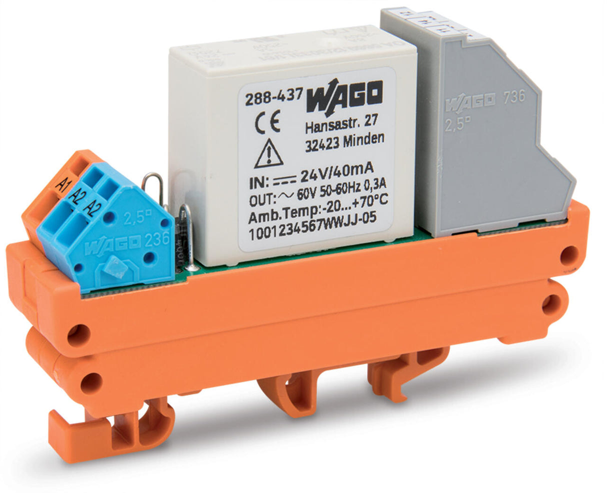 WAGO Schaltrelais 2W IP20 19x38x85mm Serie 288 288-437 Federzug