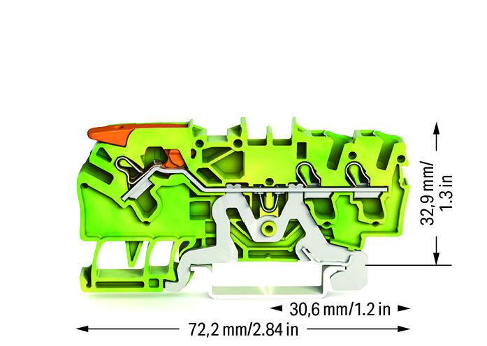 WAGO Schutzleiter-Reihenklemme 0,25-4qmm 2102-1307 gn/ge 1Etage TS35