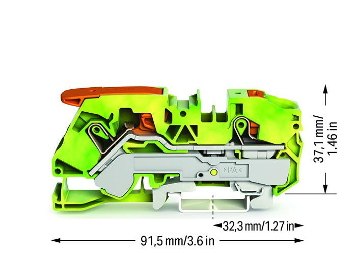 WAGO Schutzleiter-Reihenklemme 0,5-16qmm 2116-5207 gn/ge 1Etage TS35