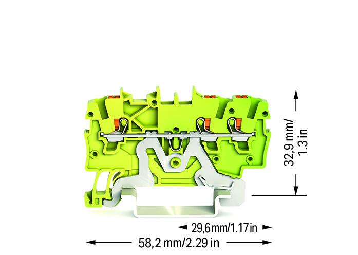 WAGO Schutzleiter-Reihenklemme gn/ge 2200-1307 0,14-1,5qmm 1Etage TS35