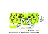 WAGO Schutzleiter-Reihenklemme gn/ge 2201-1407 0,25-2,5qmm 1Etage TS35