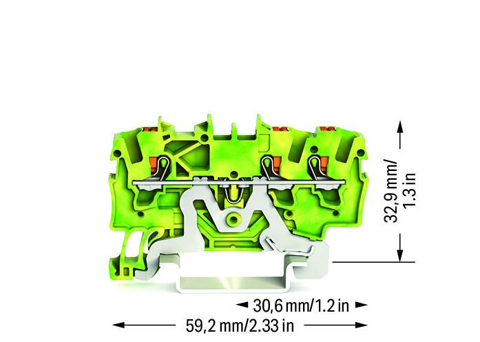 WAGO Schutzleiter-Reihenklemme gn/ge 2201-1307 0,25-2,5qmm 1Etage TS35