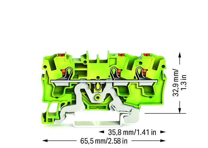 WAGO Schutzleiter-Reihenklemme 0,5-5qmm 2204-1307 gn/ge 1Etage TS35