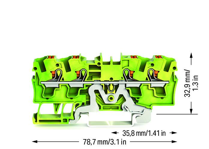 WAGO Schutzleiter-Reihenklemme 0,5-5qmm 2204-1407 gn/ge 1Etage TS35
