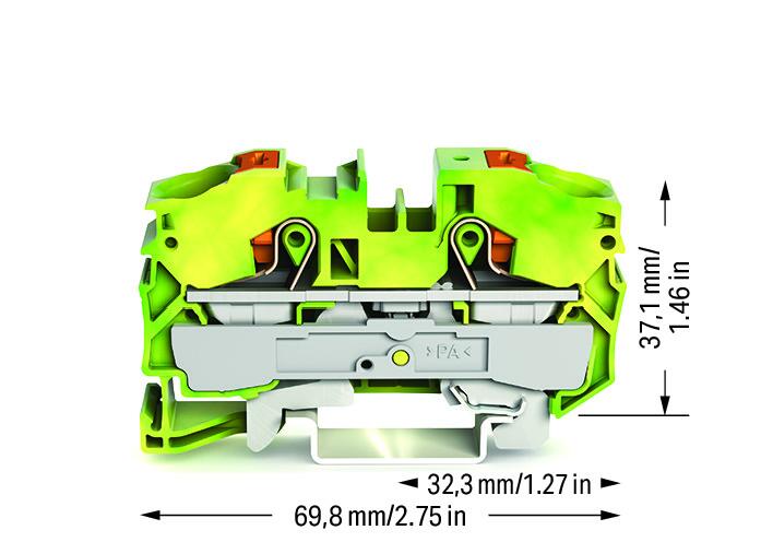 WAGO Schutzleiter-Reihenklemme 0,5-16qmm 2216-1207 gn/ge 1Etage TS35