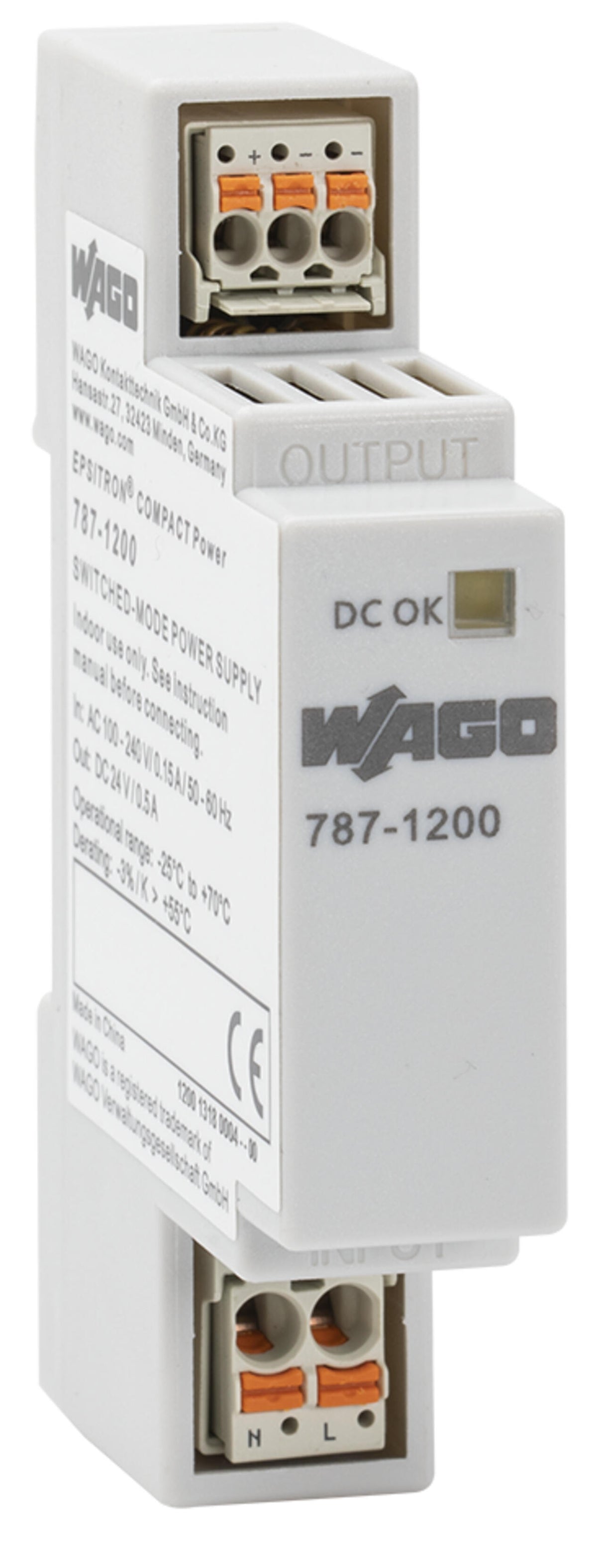 WAGO Gleichstromversorgung 24V 90-264VUC 787-1200 0,5A 1TE Kurzschl.fest IP20