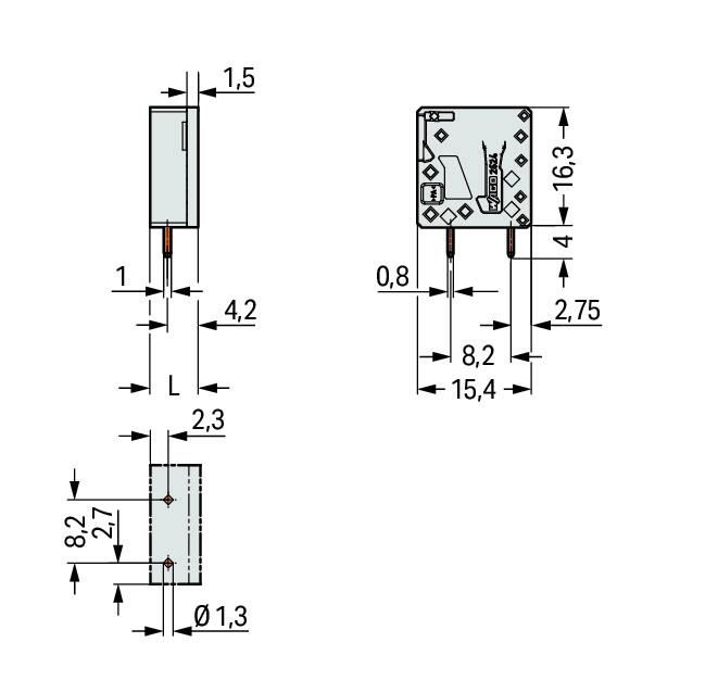WAGO Printklemme 1f 1re gr RM=5 0,2-6qmm Serie 2624 2624-3101 Federzug/Löt