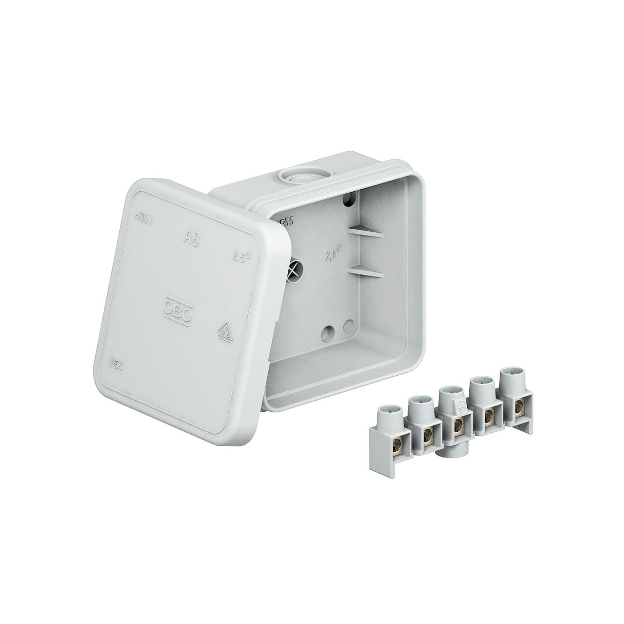 BETTERMANN Abzweigdose Klemme IP55 Kst A 8 5 2,5qmm 75x75x36,2mm quadrat hfr