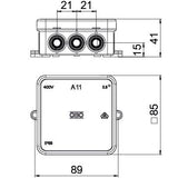 BETTERMANN Abzweigdose IP55 2,5qmm Kst A11 HF SW 85x85x40mm quadrat Wand/Decke