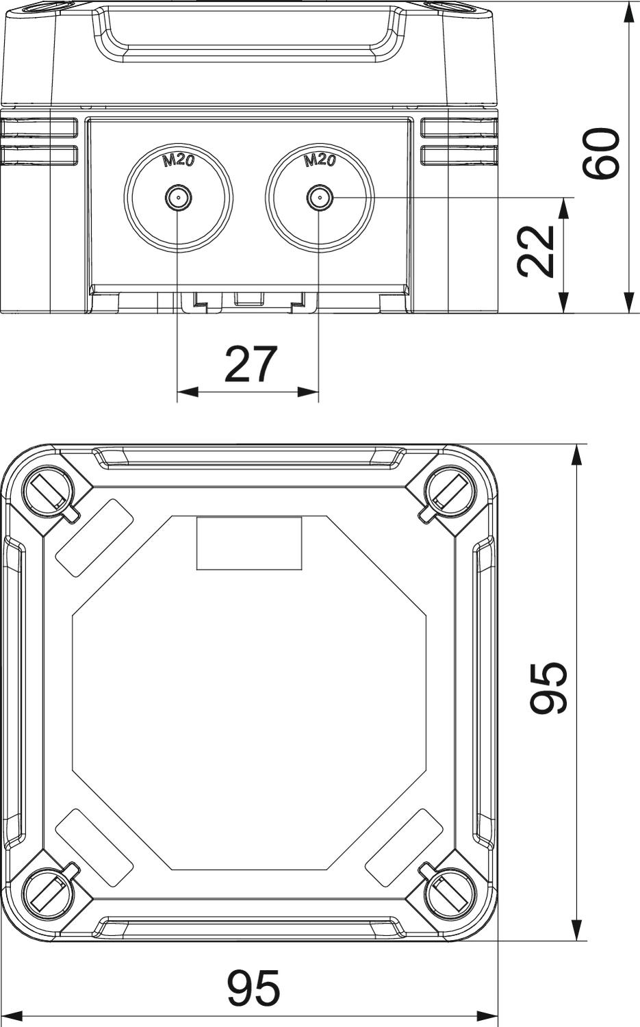 BETTERMANN Abzweigdose IP67 1,5qmm Kst X01 G M20 LGR 85x85x45mm quadrat hfr