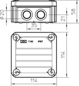 BETTERMANN Abzweigdose IP67 6qmm quadrat T 60 M20 KL 114x114x57mm Wand/Decke Kst