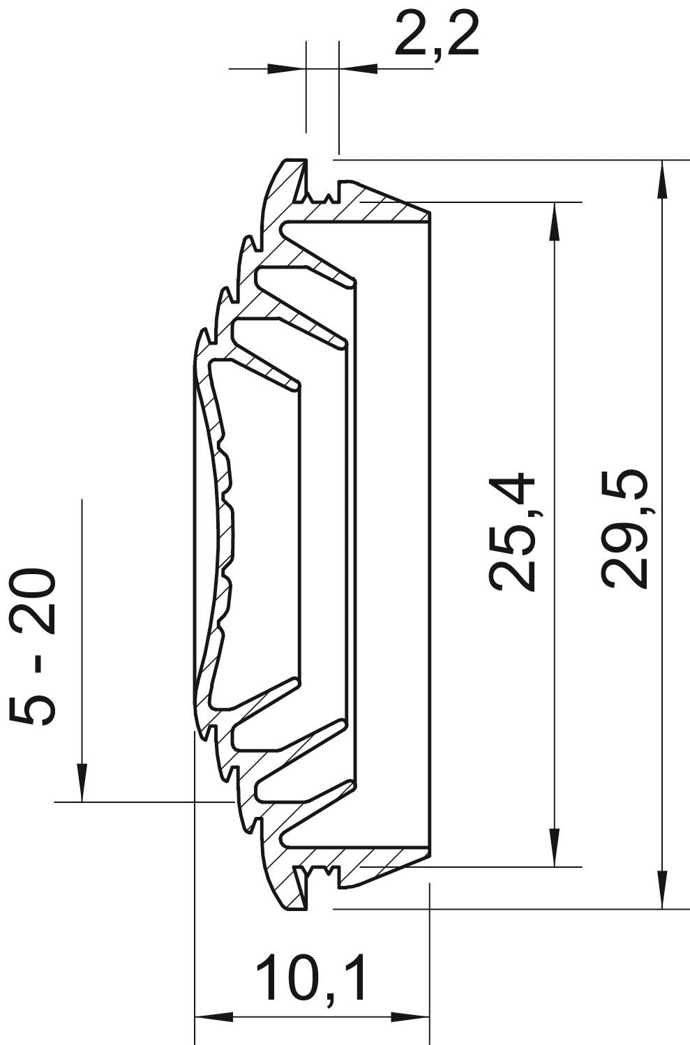 BETTERMANN Kabeleinsteckstutzen IP66 lgr EDK 25 LGR 29,5mm 5-22mm hfr abschneid