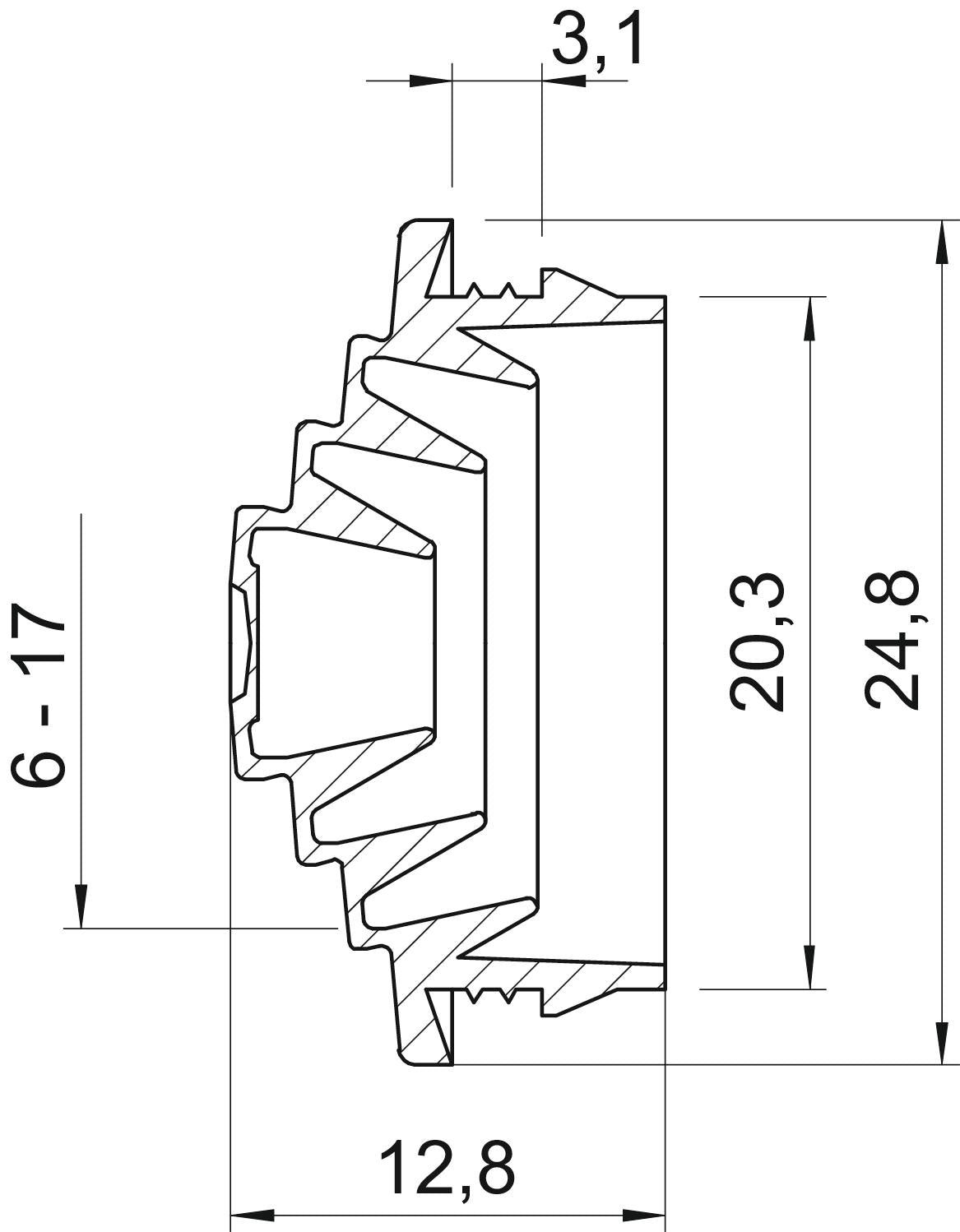 BETTERMANN Kabeleinsteckstutzen IP54 sw EDS M20 SW 20mm 0-17mm hfr abschneid