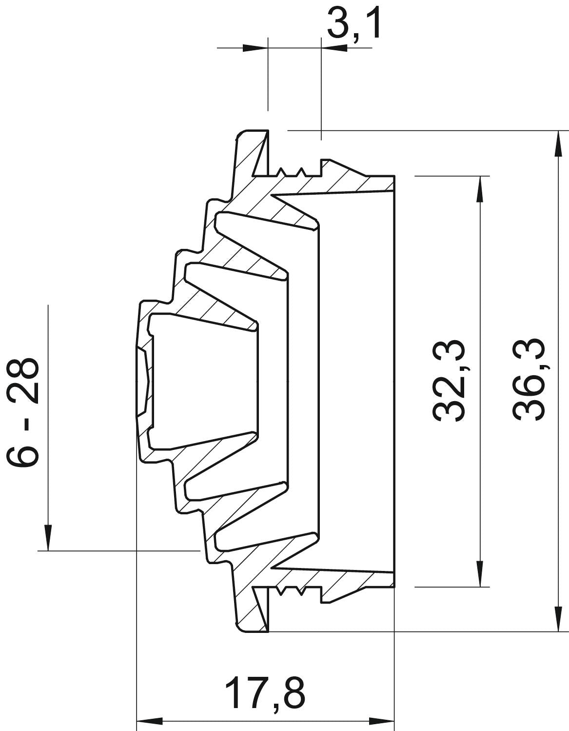 BETTERMANN Kabeleinsteckstutzen IP54 lgr EDS M32 LGR 32mm 0-28mm hfr abschneid
