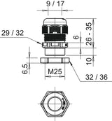 BETTERMANN Kabelverschraubung M25 PA gr V-TEC VM 25+ LGR 10mm IP68 ger unbeh
