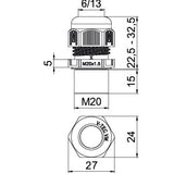 BETTERMANN Kabelverschraubung M20 PA sw V-TEC VM L20 SW 15mm IP68 ger unbeh