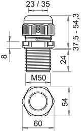 BETTERMANN Kabelverschraubung M50 PA sw V-TEC VM LL50 SW 24mm IP68 ger unbeh