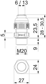 BETTERMANN Kabelverschraubung M20 PA gr V-TEC VM20VS LGR 10mm IP68 ger unbeh