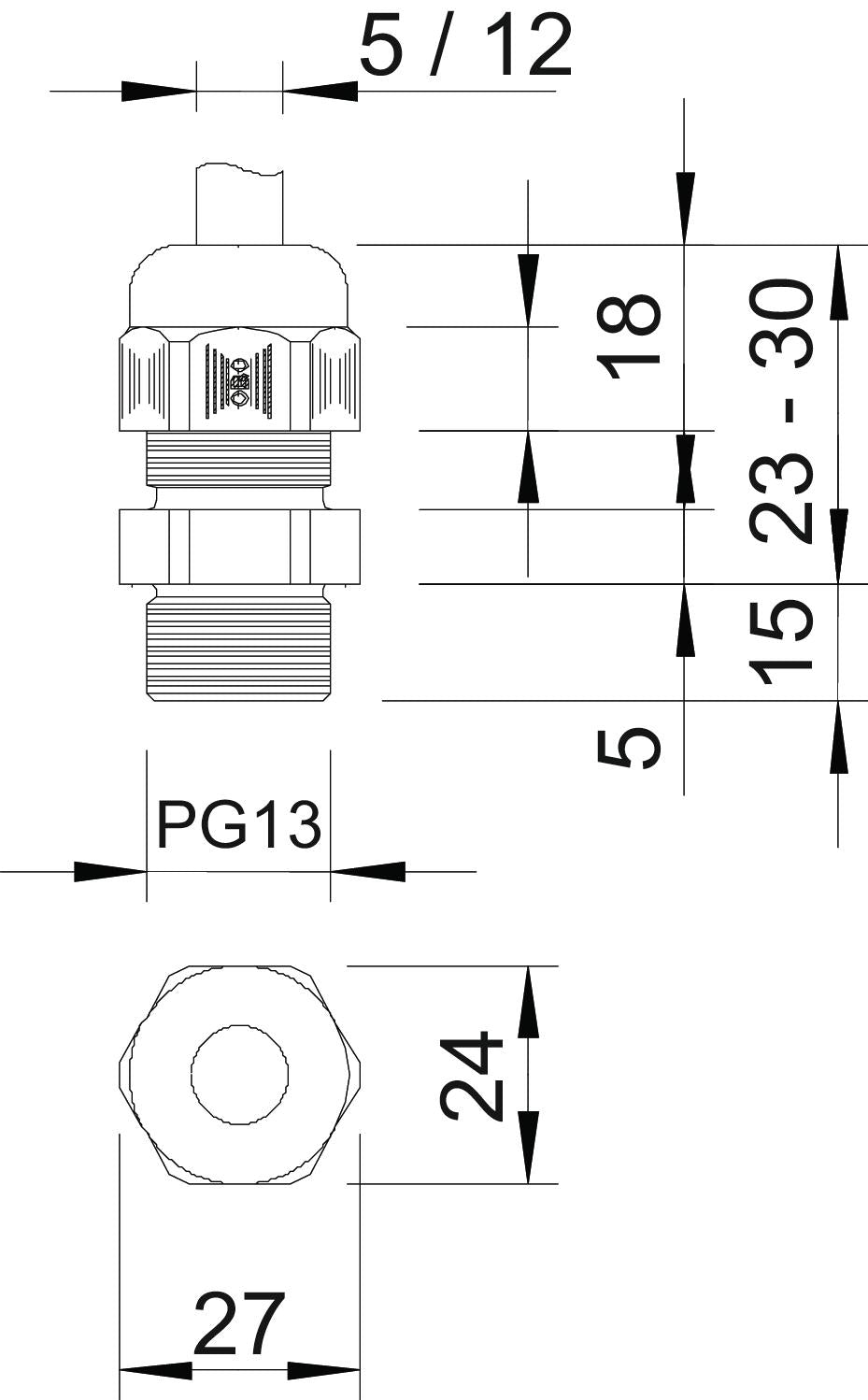BETTERMANN Kabelverschraubung PG13,5 PA V-TEC L PG13 SGR si-gr 15mm IP68 ger