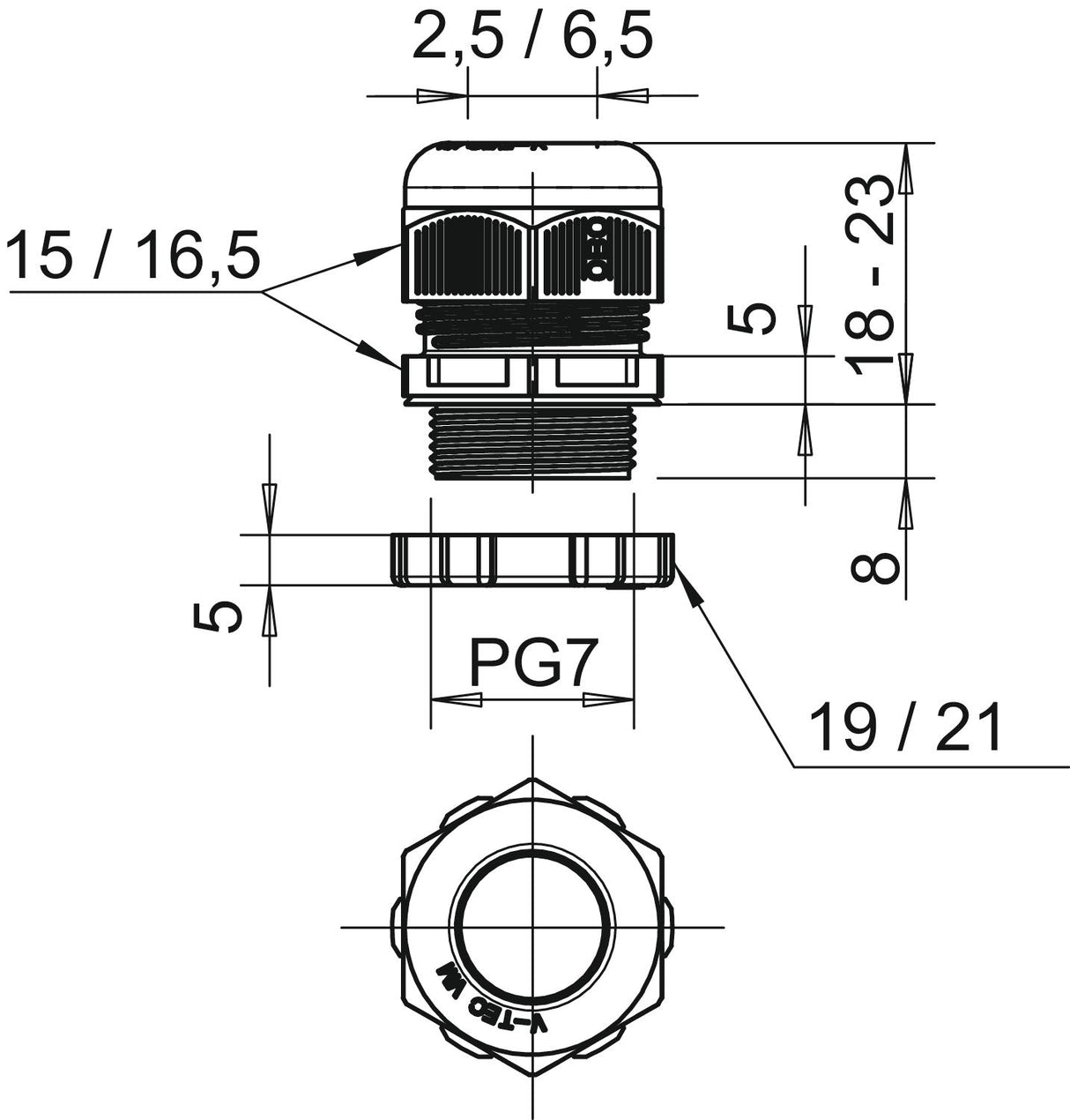 BETTERMANN Kabelverschraubung PG7 PA gr V-TEC PG7+ LGR 8mm IP68 ger unbeh