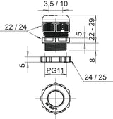 BETTERMANN Kabelverschraubung PG11 PA gr V-TEC PG11+ LGR 8mm IP68 ger unbeh