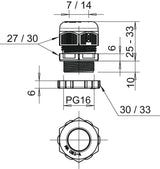 BETTERMANN Kabelverschraubung PG16 PA gr V-TEC PG16+ LGR 10mm IP68 ger unbeh
