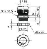 BETTERMANN Kabelverschraubung PG21 PA gr V-TEC PG21+ LGR 11mm IP68 ger unbeh