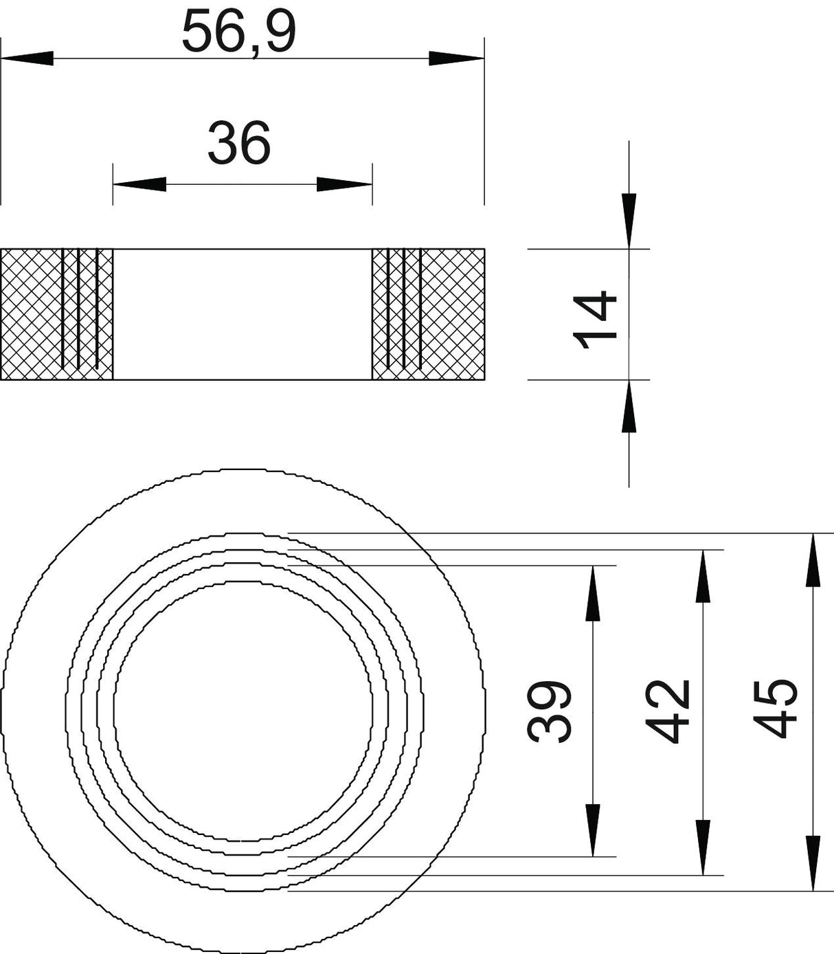 BETTERMANN Einschnittring 36-45mm 107 B PG48 56,9x14mm
