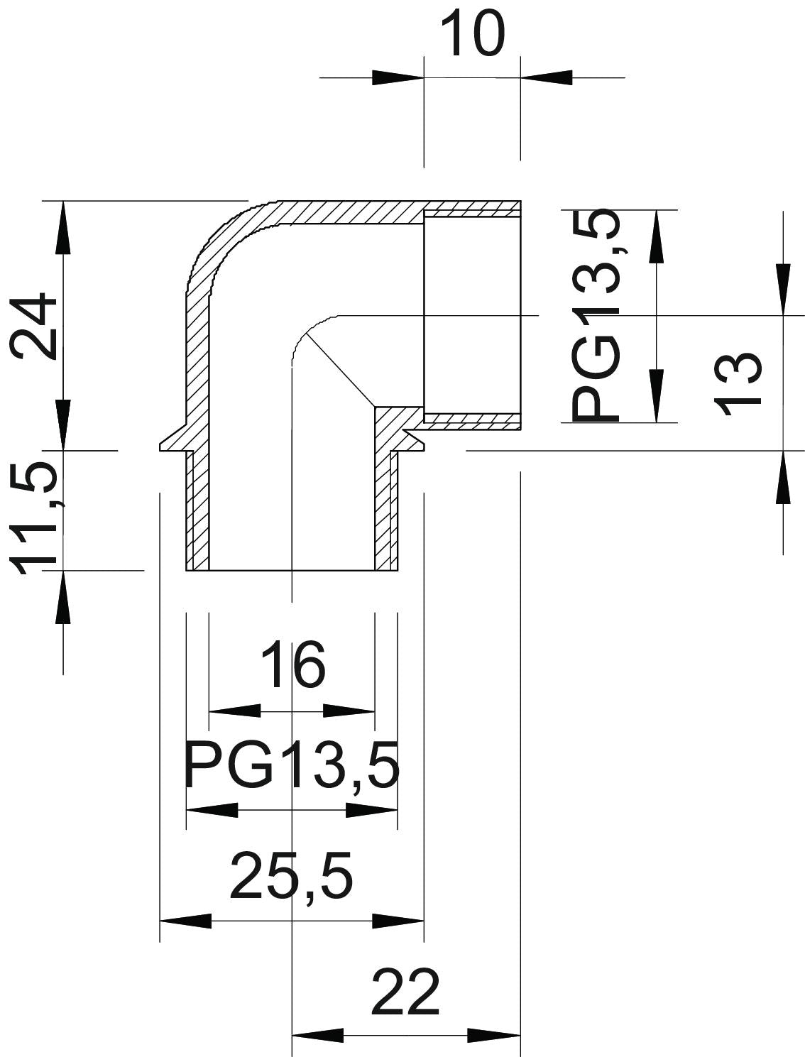 BETTERMANN Kabelverschraubung PG13,5 PA 107 W PG13.5 PA gr 11,5mm 90°Wink unbeh