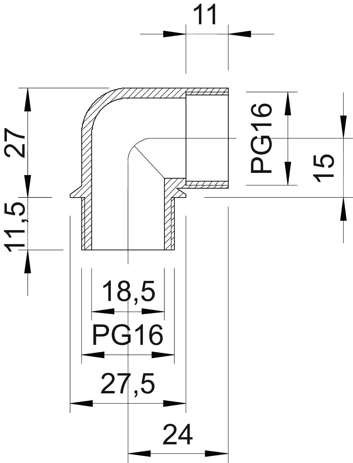 BETTERMANN Kabelverschraubung PG16 PA gr 107 W PG16 PA 11,5mm 90°Wink unbeh
