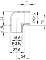 BETTERMANN Kabelverschraubung PG16 PA gr 107 W PG16 PA 11,5mm 90°Wink unbeh
