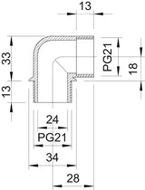 BETTERMANN Kabelverschraubung PG21 PA gr 107 W PG21 PA 13mm 90°Wink unbeh