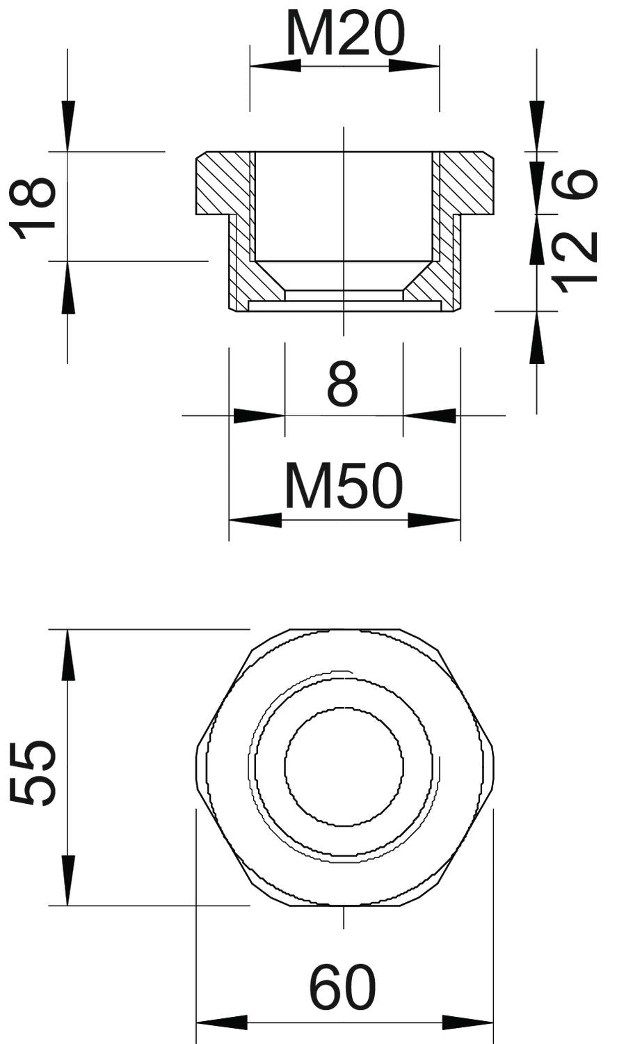 BETTERMANN Reduzierring Kst M50/M20 107 R M50-20 PA