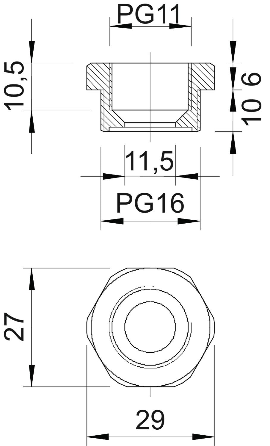 BETTERMANN Reduzierring Kst PG16/PG11 107 R PG16-11 PA