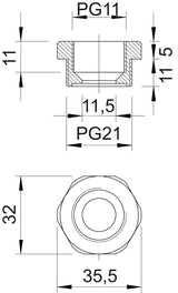 BETTERMANN Reduzierring Kst PG21/PG11 107 R PG21-11 PA
