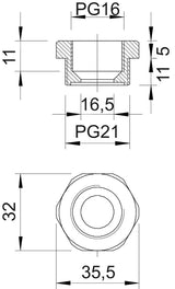 BETTERMANN Reduzierring Kst PG21/PG16 107 R PG21-16 PA