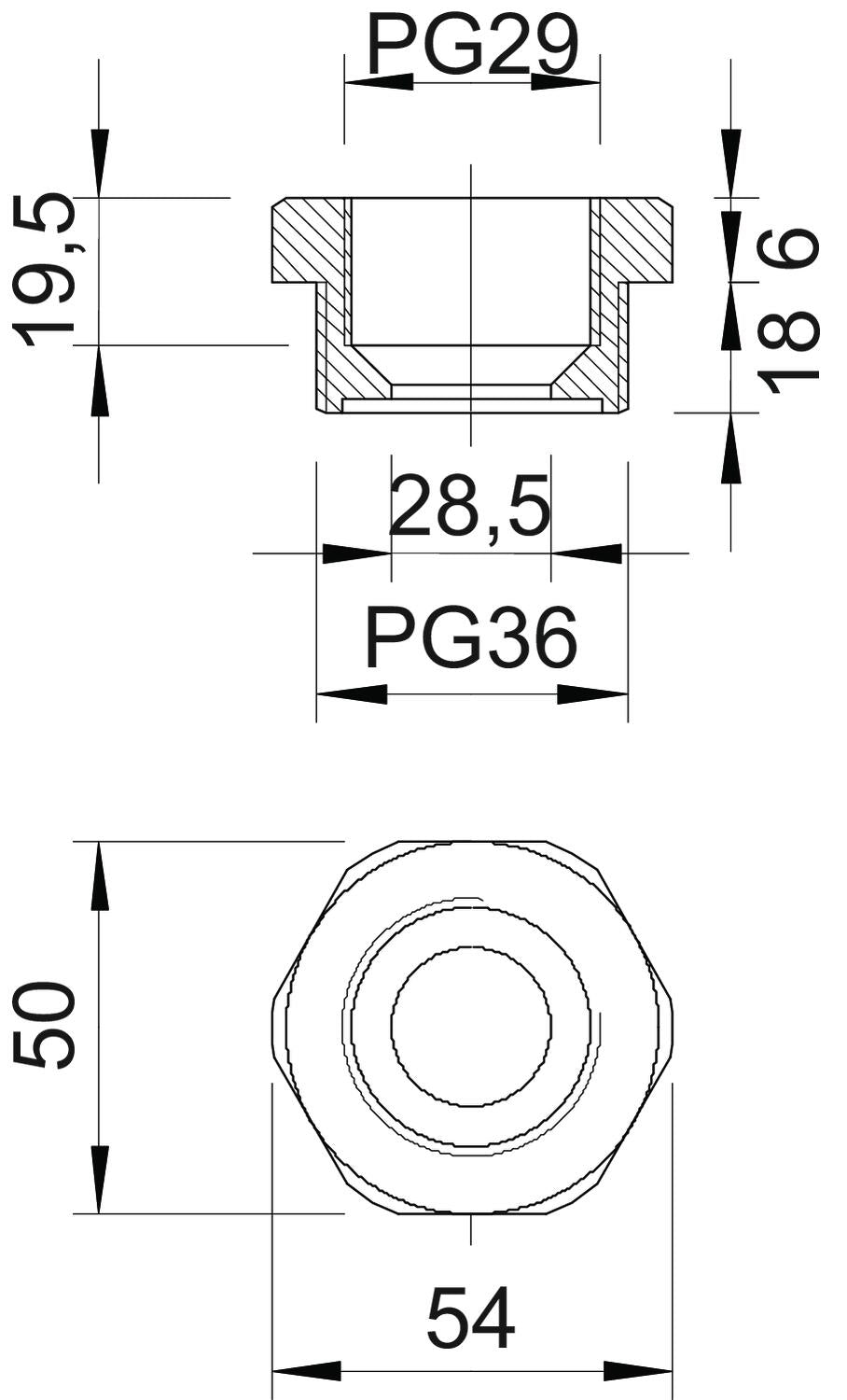 BETTERMANN Reduzierring Kst PG36/PG29 107 R PG36-29 PA